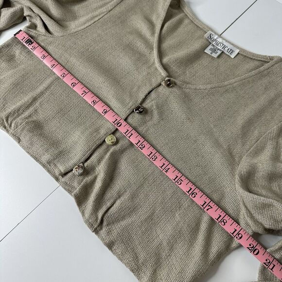 Vtg Sophisticate Cropped Cardigan Sz 11/12 Neutral Flax Canada Minimalist 90s - Picture 10 of 15